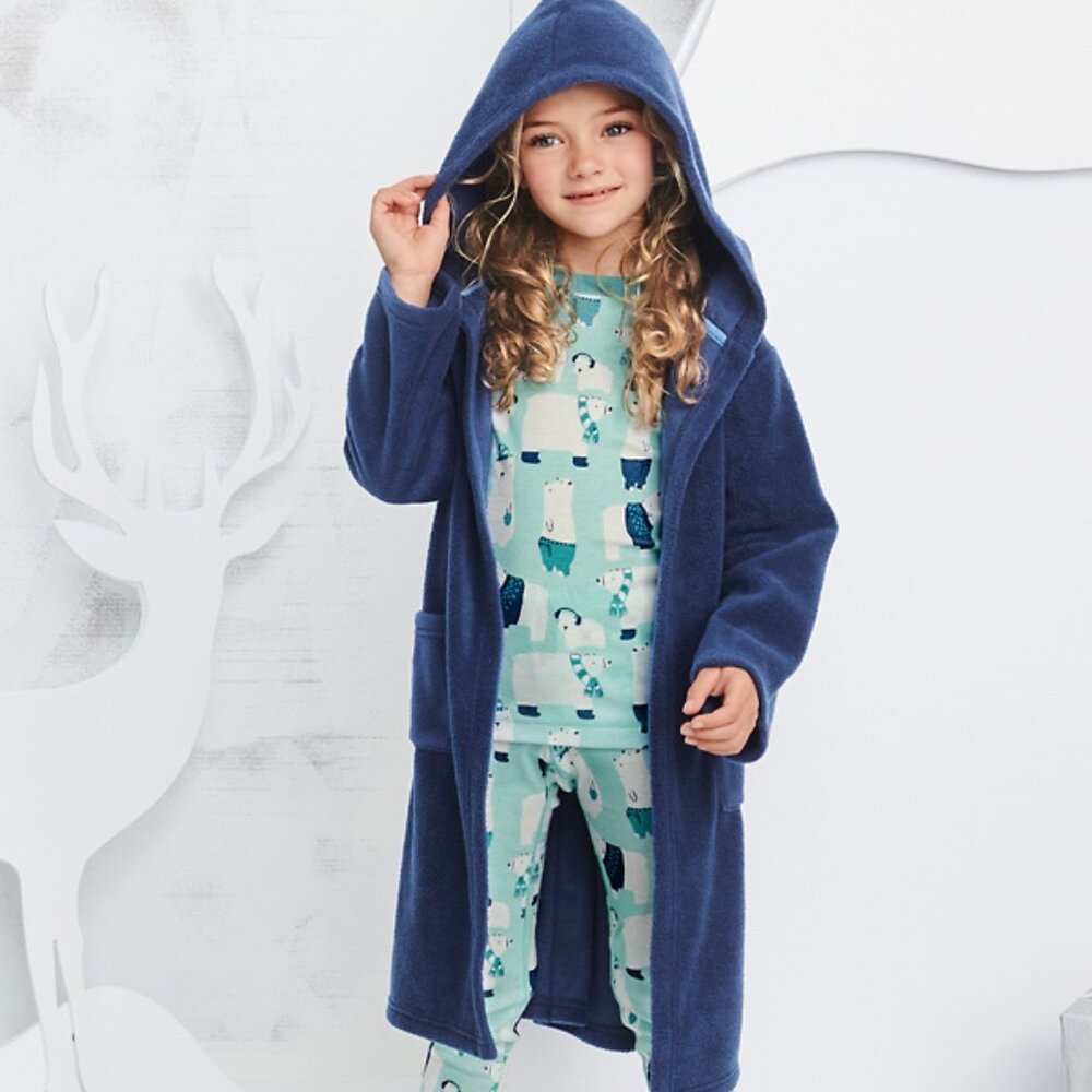 Garnet Hill Kids ~ Kids’ Fleece Hooded Robe with Tie in size Large